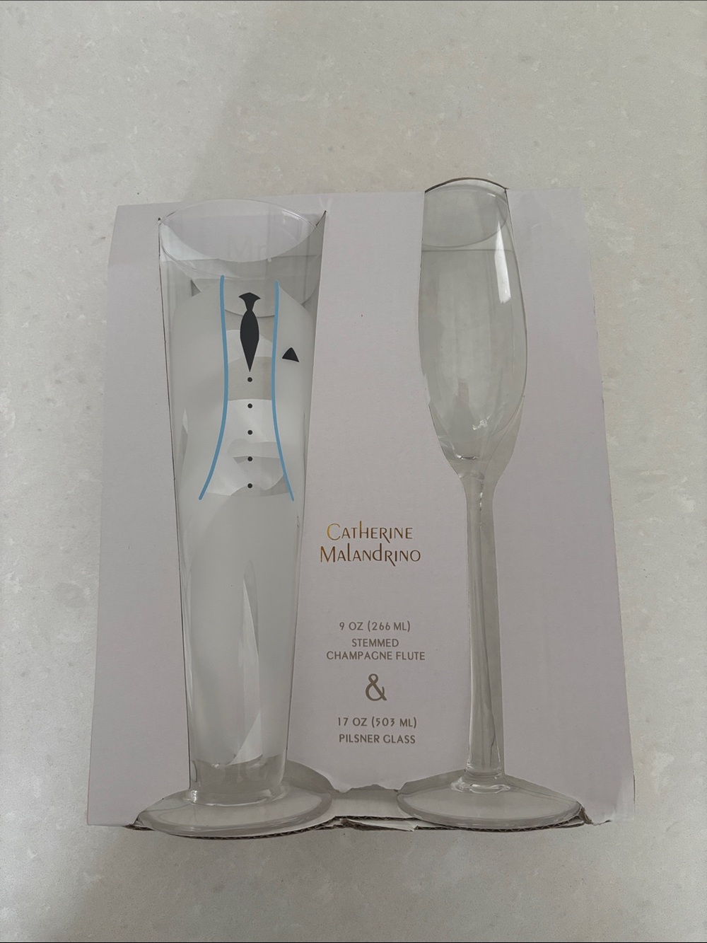 Mr & Mrs. Champagne & Beer Pilsner Glasses - Clearw